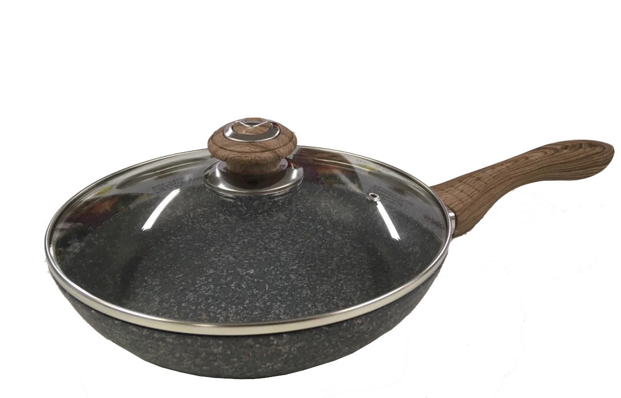 

Сковородка Benson 26см с крышкой и деревянной ручкой
