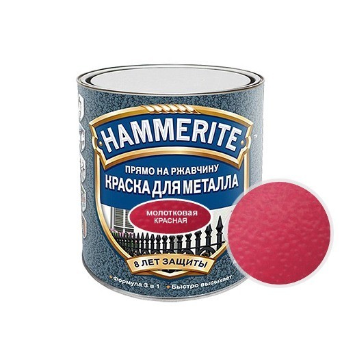 

Краска для металла Hammerite Akzo Nobel молотковая красная 0.75л
