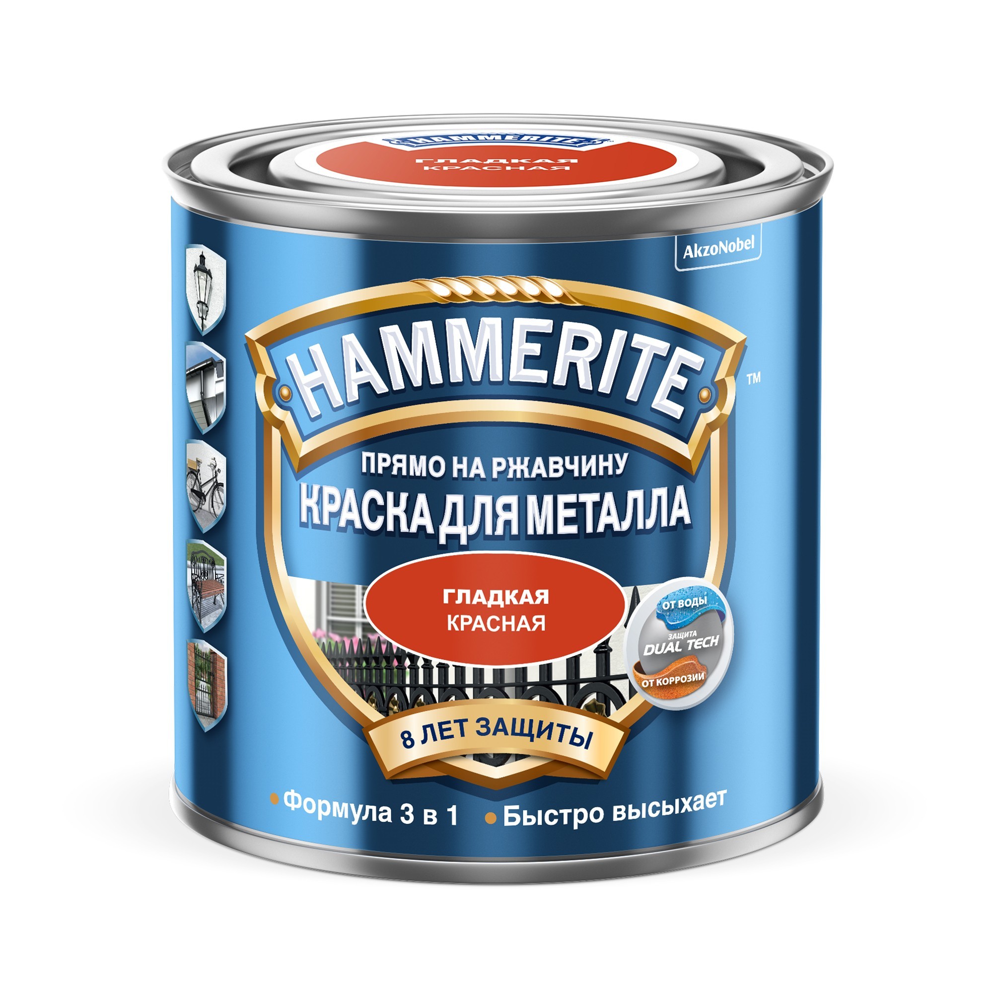 

Краска для металла Hammerite Akzo Nobel гладкая красная 5 л.