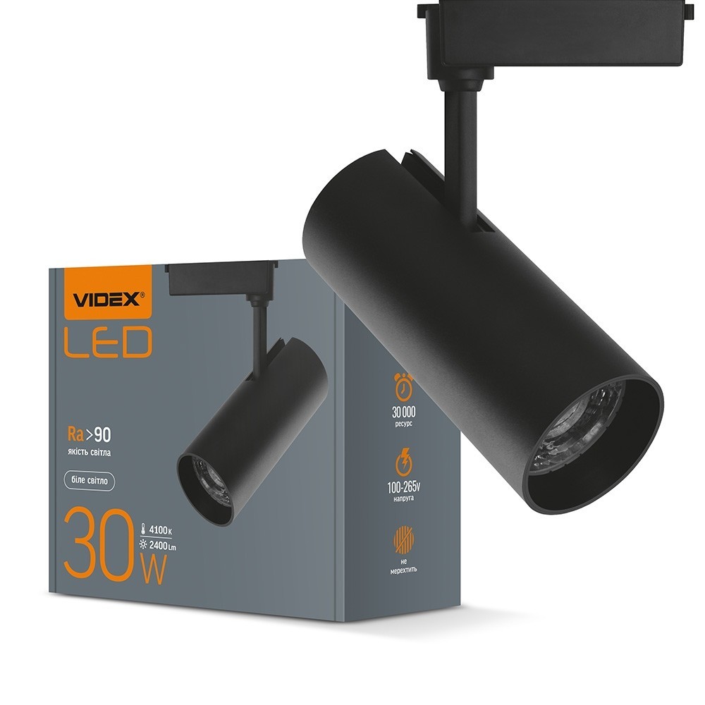 

Светильник LED трековый VIDEX 30W 4100K чёрный