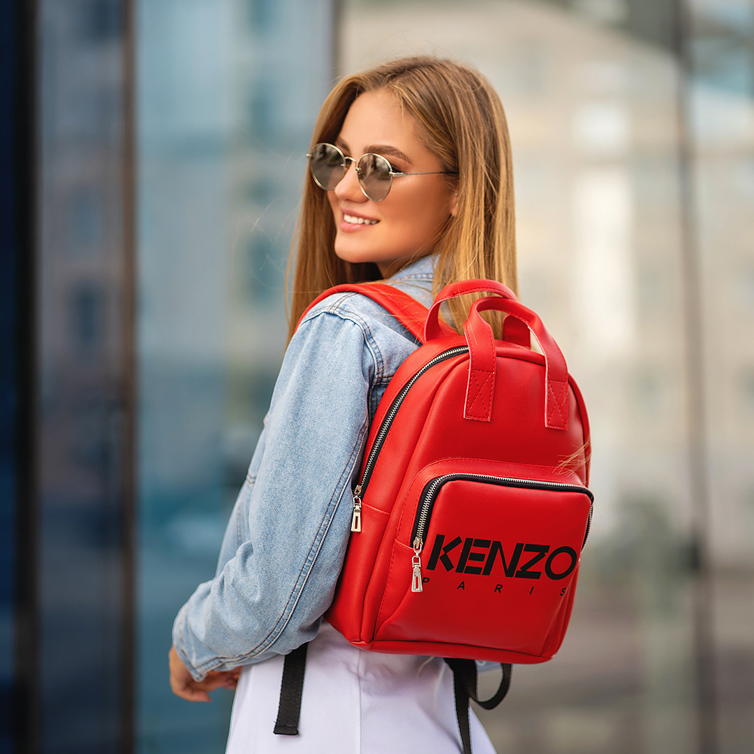 

Женский рюкзак KENZO экокожа Красный