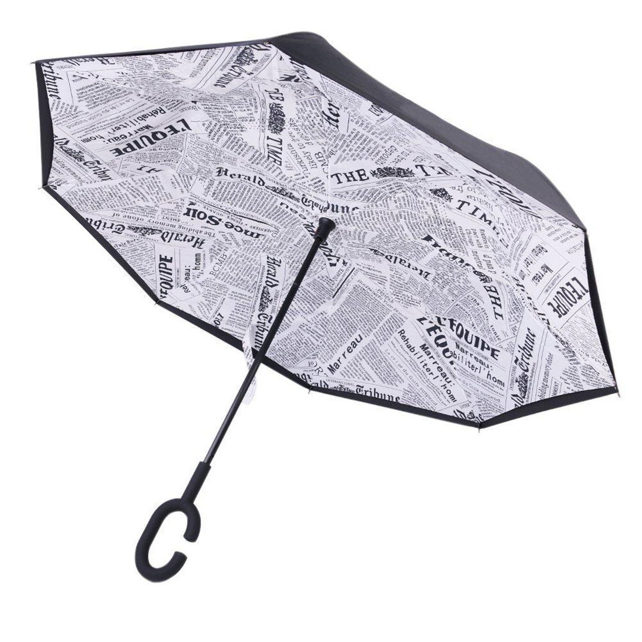 

Зонт Up-Brella Газета Белая двойной зонт обратное складывание длинная ручка прочная ткань (K/OPT2-2907-7803)