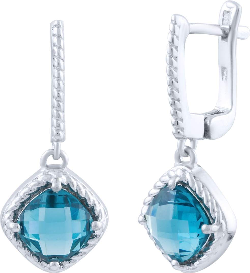 

Серебряные серьги SilverBreeze с натуральным топазом Лондон Блю