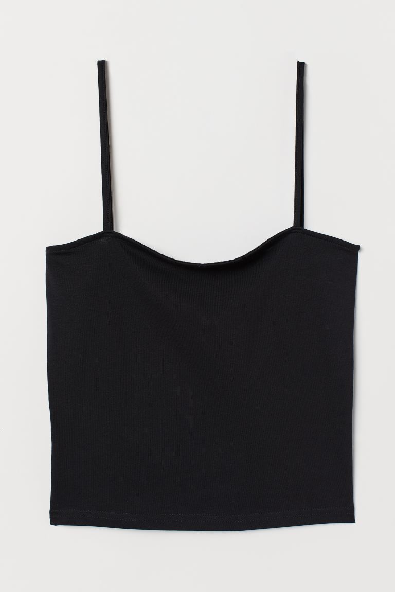 

Короткая трикотажная майка H&M  Черный, Короткая трикотажная майка H&M L Черный
