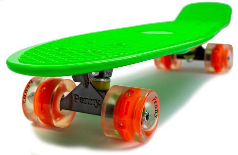 

Скейтборд "Penny Board Nickel 27", Зеленый цвет, усиленный пластик, светящиеся колеса