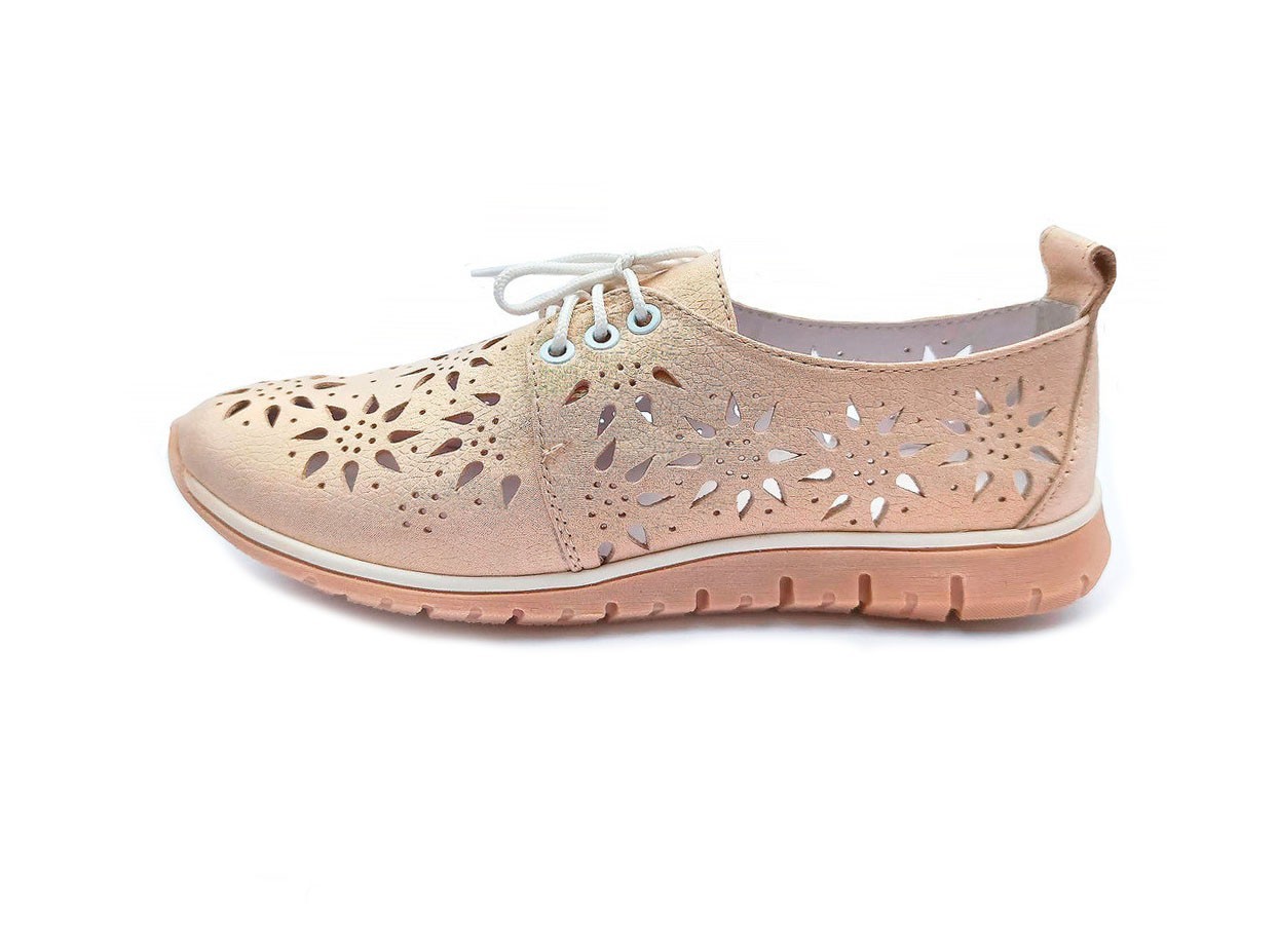 

Женские мокасины 2051 натуральная кожа перфорация 38 (24,8 см) Светло-бежевый с золотым