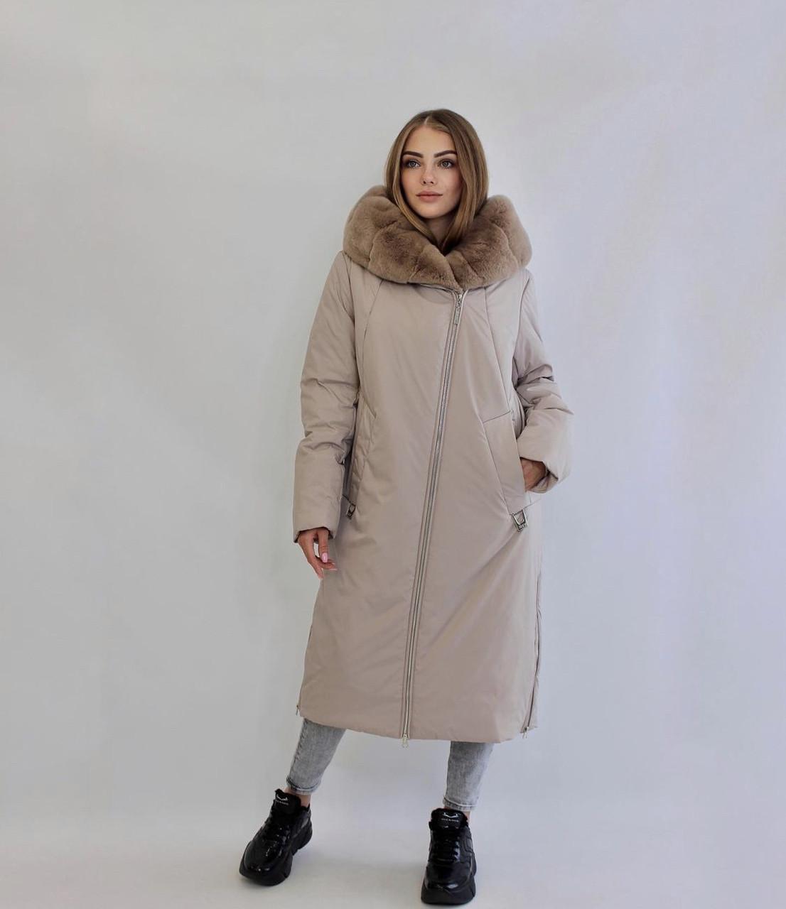 

Женское пальто с Deify мехом кролика 50 Бежевый жемчуг