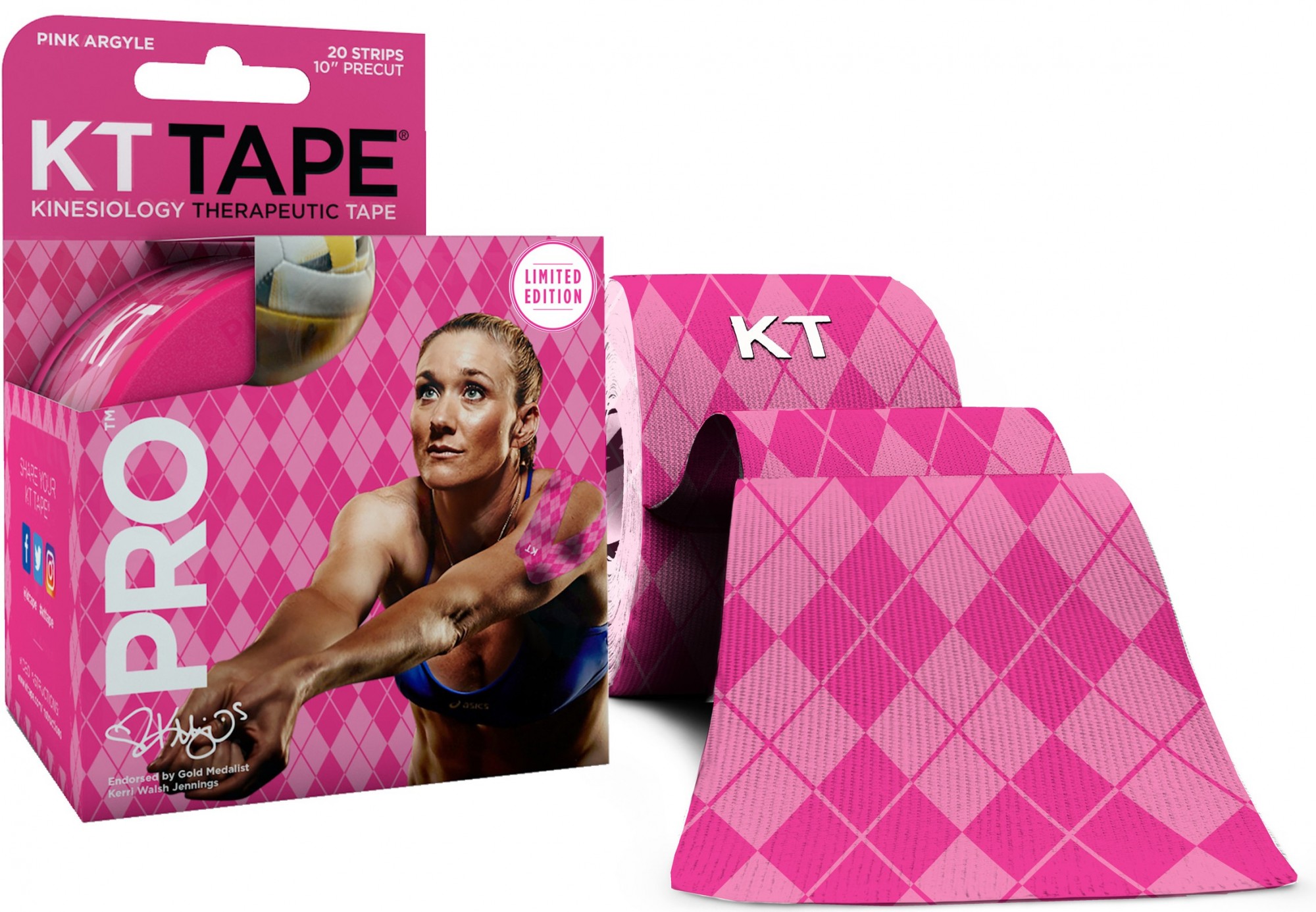 

Кинезио тейп KT TAPE PRO LIMITED EDITION SYNTHETIC PRECUT 5смх5м розовый