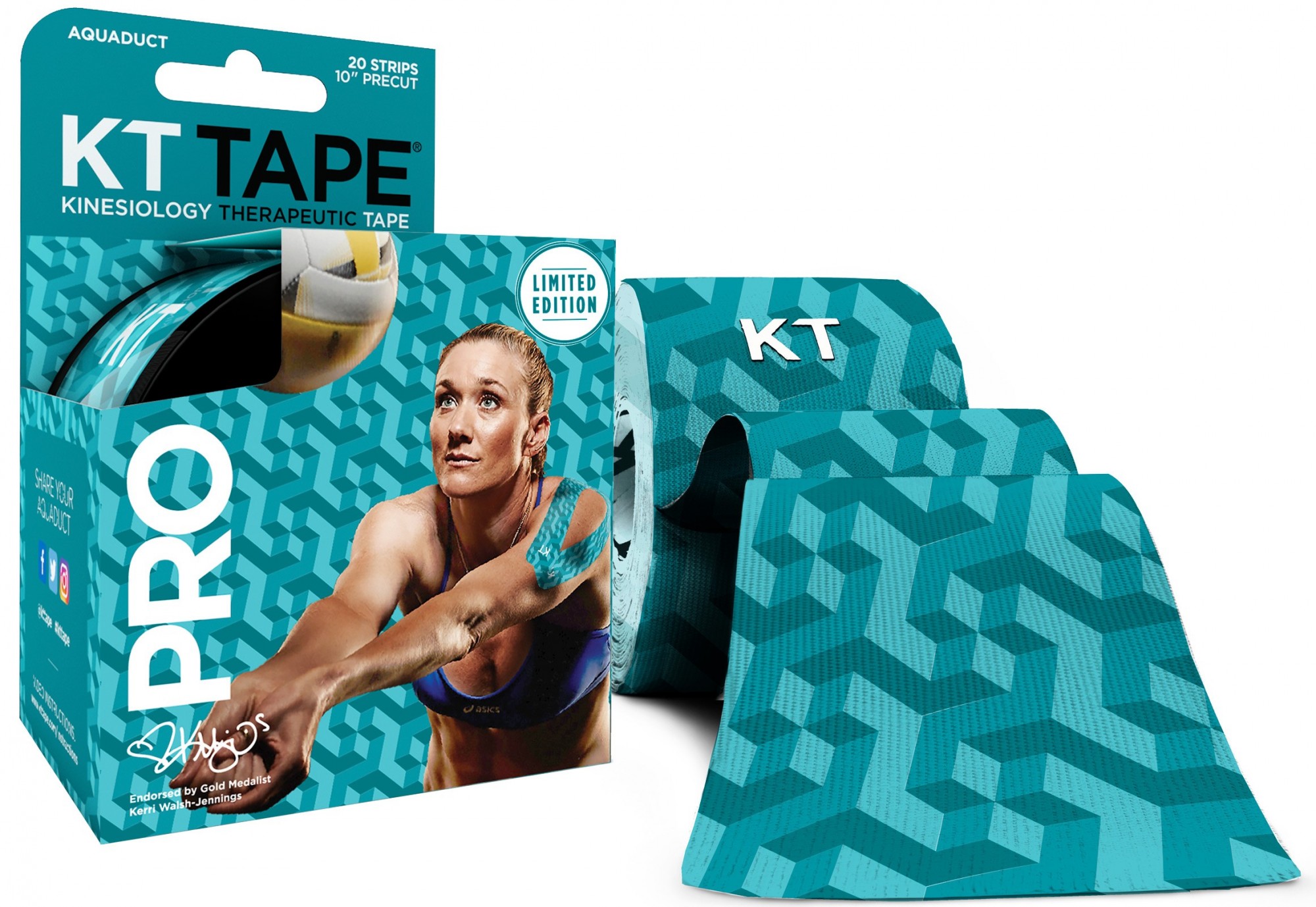 

Кинезио тейп KT TAPE PRO LIMITED EDITION SYNTHETIC PRECUT 5смх5м бирюзовый