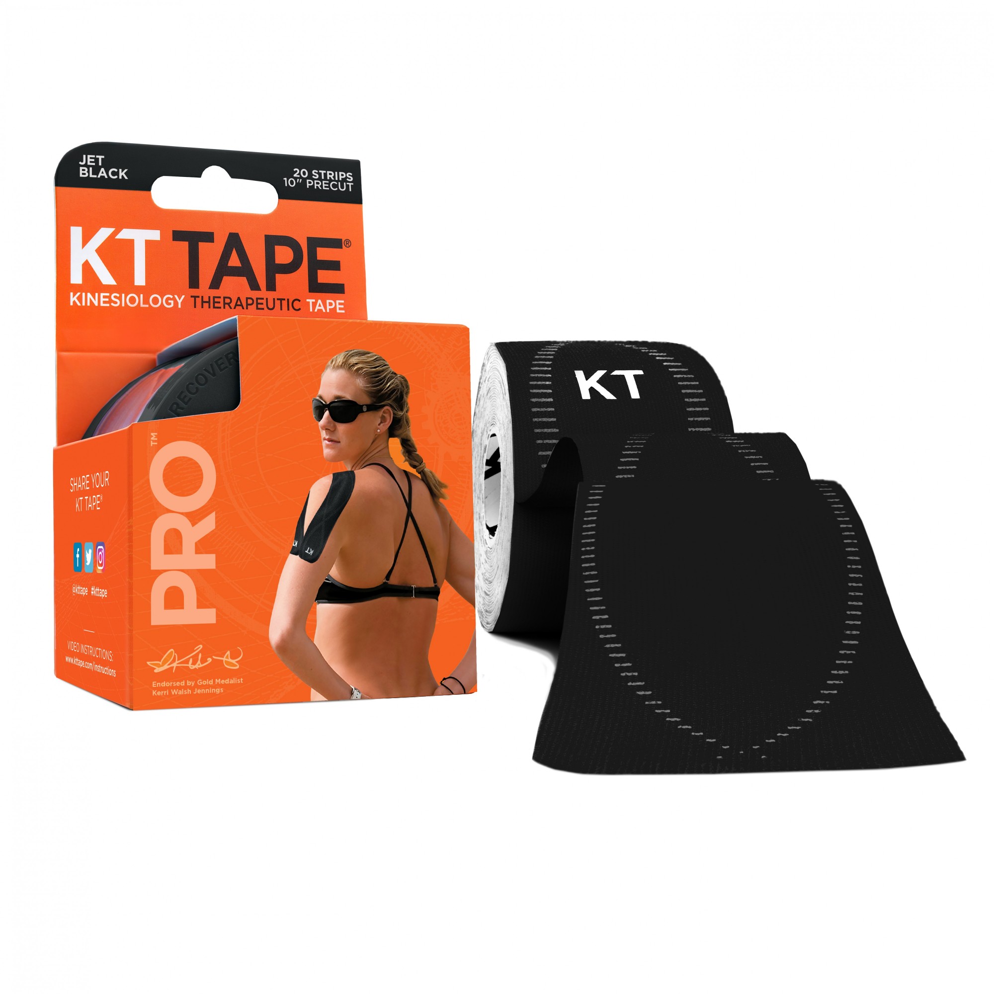 

Кинезио тейп KT TAPE PRO SYNTHETIC PRECUT 5смх5м черный