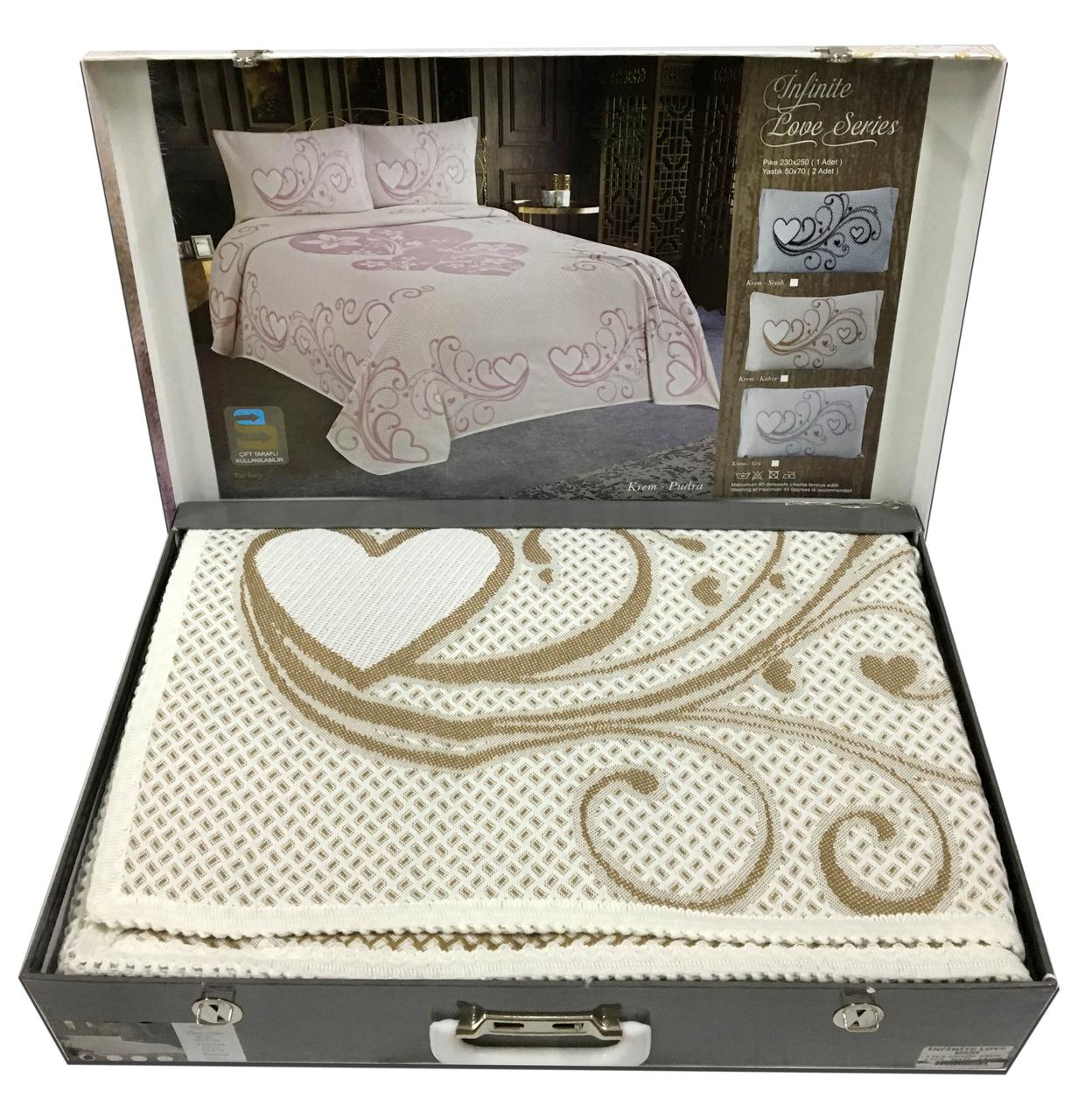 

Покрывало пике Acme Tekstil Infinite Love Krem-Kahve