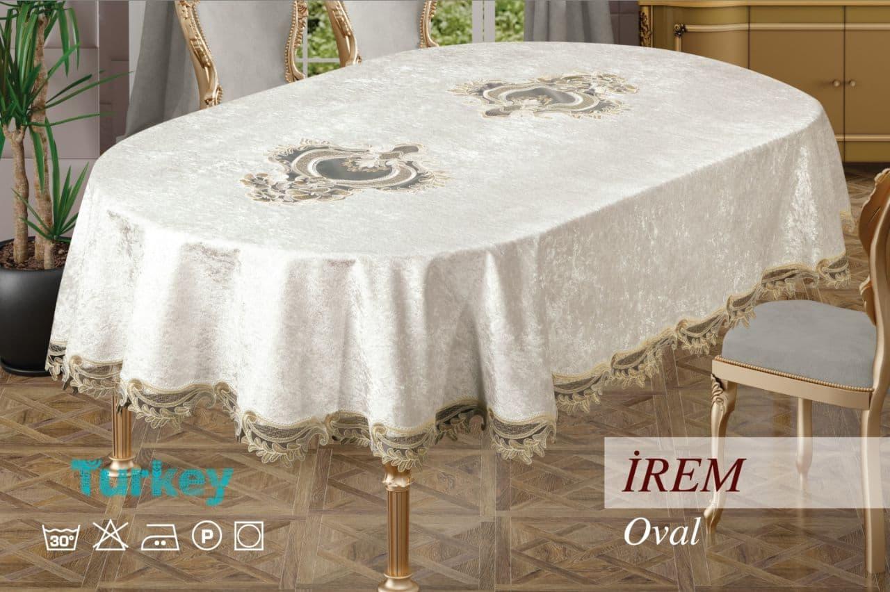 

Скатерть велюр Sagol 160x220 ovale IREM Cappucino
