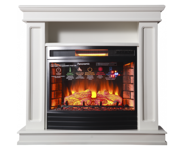 

Каминокомплект Fireplace Италия Мультимедиа Белый эффект живого пламени со звуком и обогревом