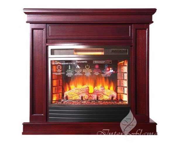 

Пристенный каминокомплект Fireplace Италия Махагон эффект живого пламени со звуком и обогревом