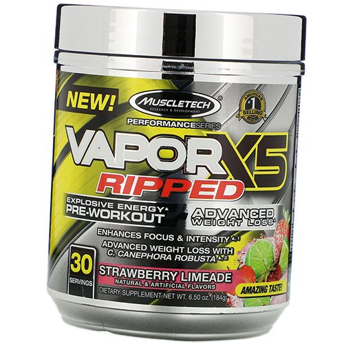 

Предтренировочный комплекс, VaporX5 Ripped, Muscle Tech 184г Клубника-лайм (11098012)