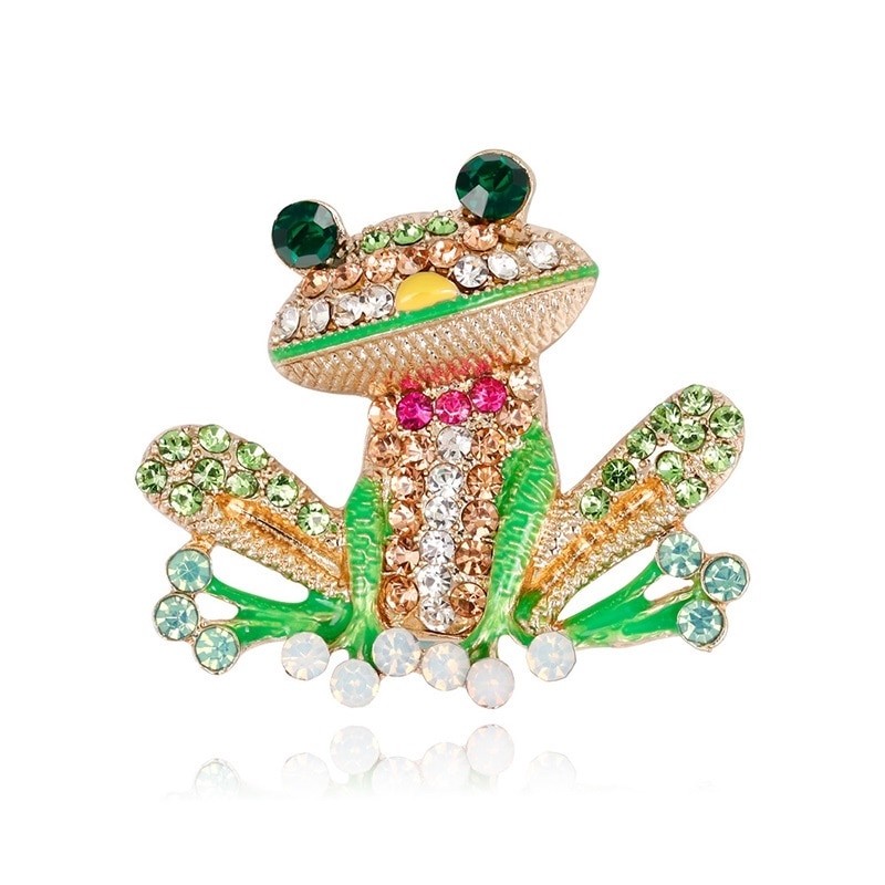 

Брошь женская BROCHE бижутерия с кристаллами Лягушонок разноцветная BRBF112195