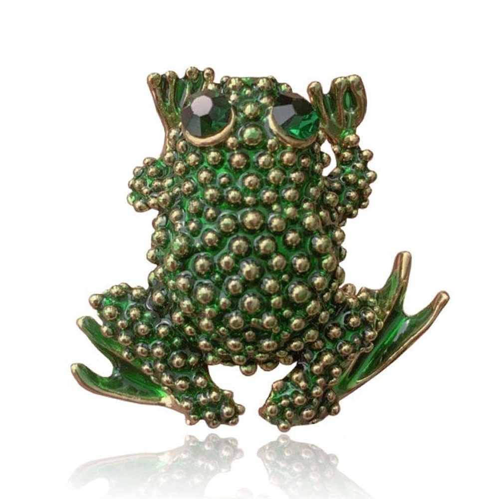 

Брошь унисекс BROCHE бижутерия с эмалью Лягушонок зелёная BRBF112186
