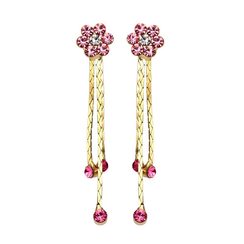 

Женские серьги VELI бижутерия с кристаллами Swarovski Цветы Пуансе розовые 158361