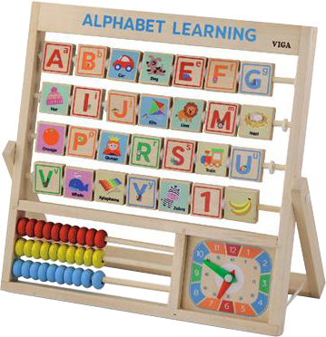 

Деревянная игра Viga Toys Английский алфавит с часами и счетами (50033) (6934510500337)