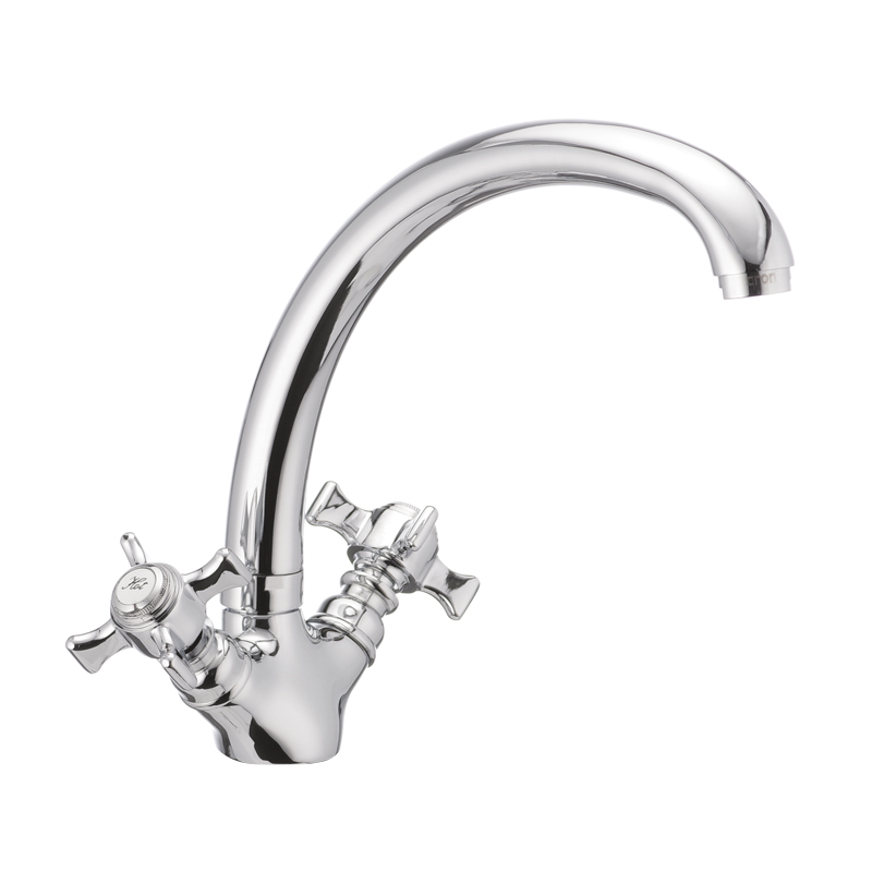 

Двухвентильный Смеситель для кухни Кран для раковины CRON ZEUS 273 Origin Гайка + шланги 45 см Полуоборотный (CR0083)