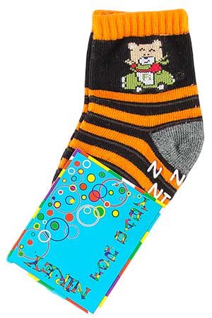 

Хлопковые детские носочки "NIREY" (с АВS тормозками) GHARMANTE SNK 9 см черный с оранжевым (1073)