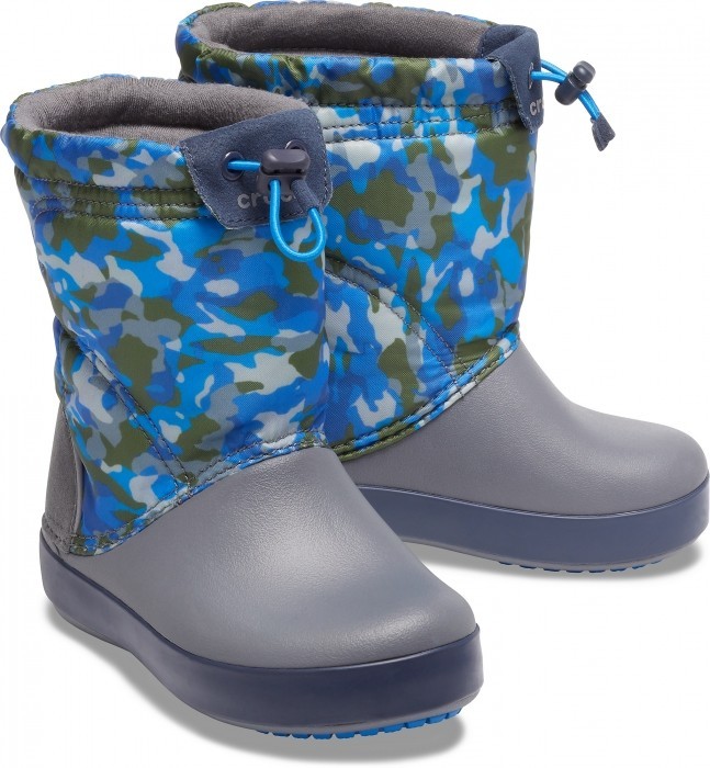 

Зимние сапоги Crocs LodgePoint Graphic, J3, 34-35, серые с голубым