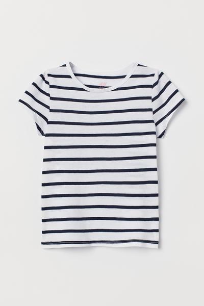

Футболка с присборенными рукавами H&M 122/128 (130/64) Белый/Синяя полоска