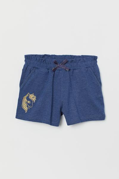 

Трикотажные шорты с принтом H&M 110/116 (120/53) Синий меланж/Единорог