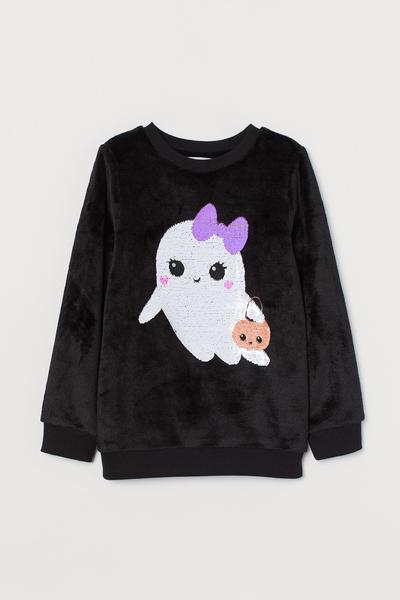 

Топ с пайетками H&M 122/128 (130/64) Черный/Привидение