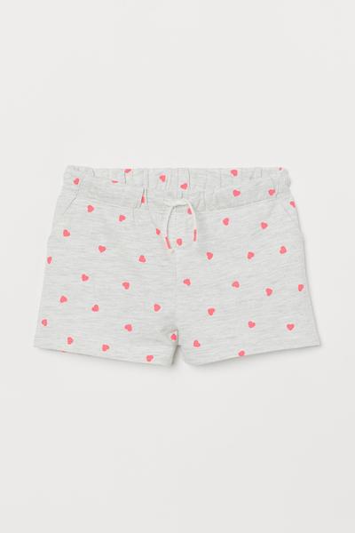 

Шорты из хлопкового трикотажа H&M 92 (90/50) Светло-серый меланж/Сердечки