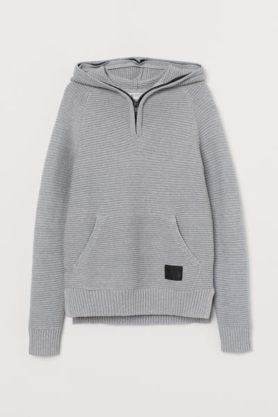 

Хлопковый джемпер с капюшоном H&M 146/152 (150/76) Светло-серый меланж