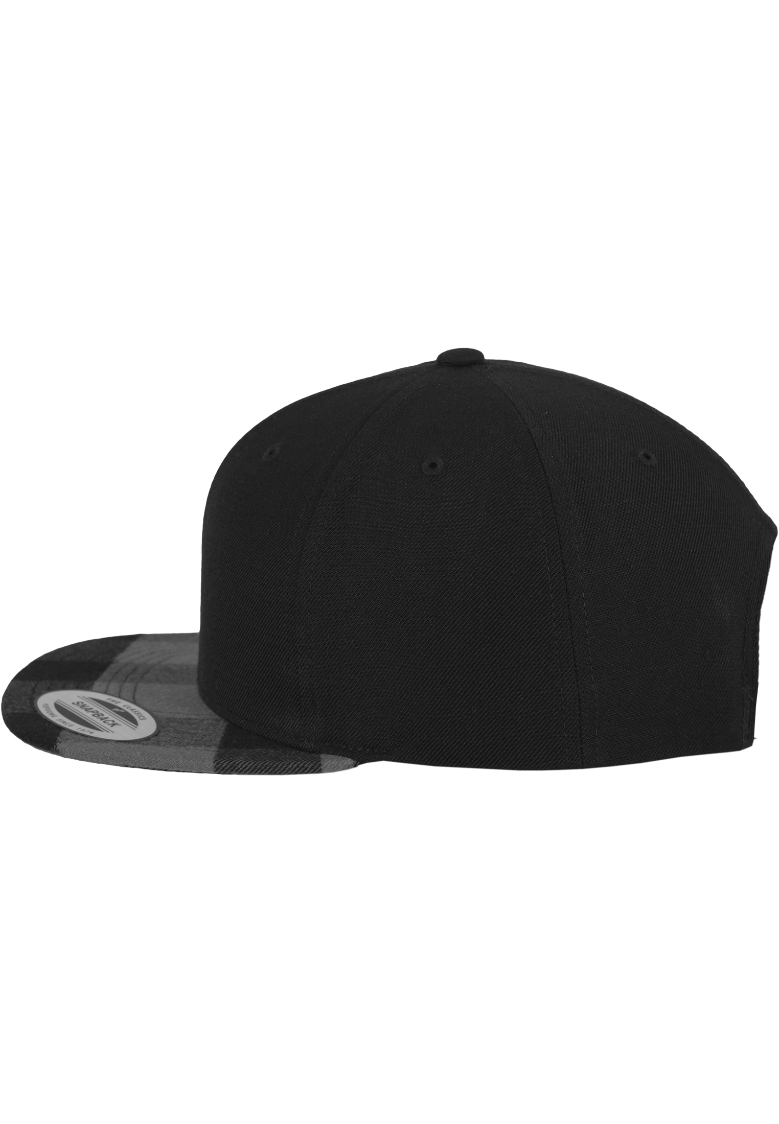 

Кепка Snapback Yupoong с клетчатым серо-черным козырьком, Кепка Snapback Yupoong с клетчатым серо-черным козырьком One Size