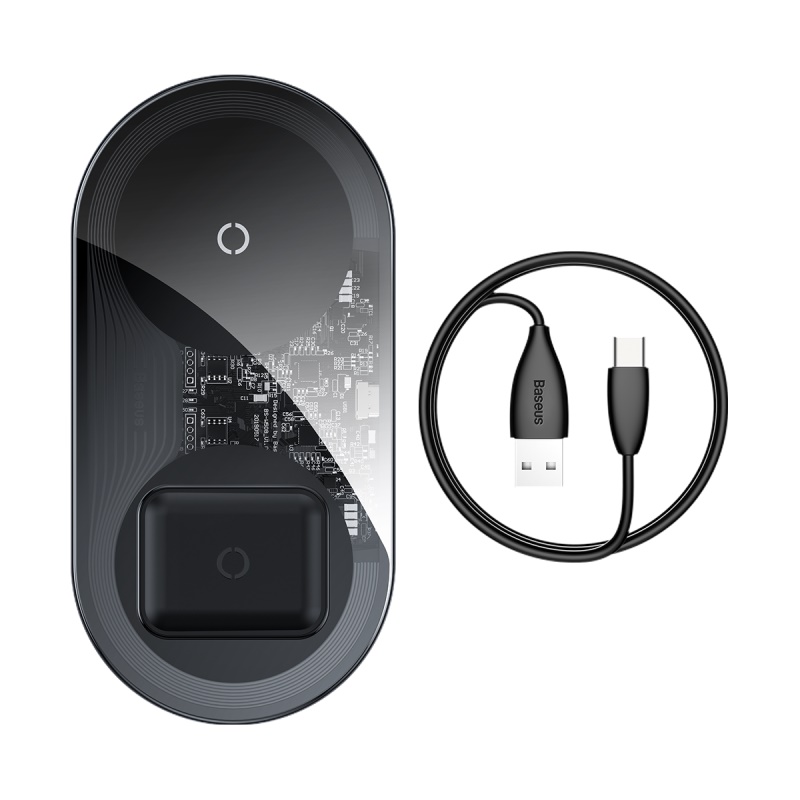 

Зарядка QI BASEUS Simple 2in1 Wireless Charger 18W Max For Phones+Pods