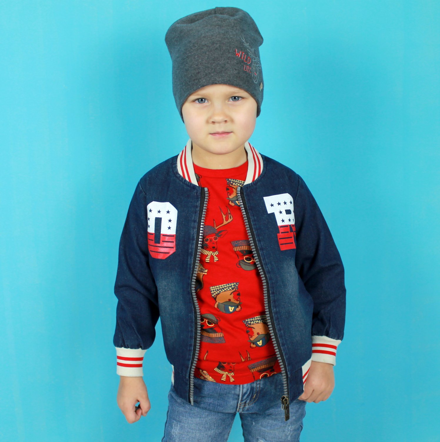 

Джинсовый бомбер для мальчика DouDouHuKids Размер XL, 116 см Синий