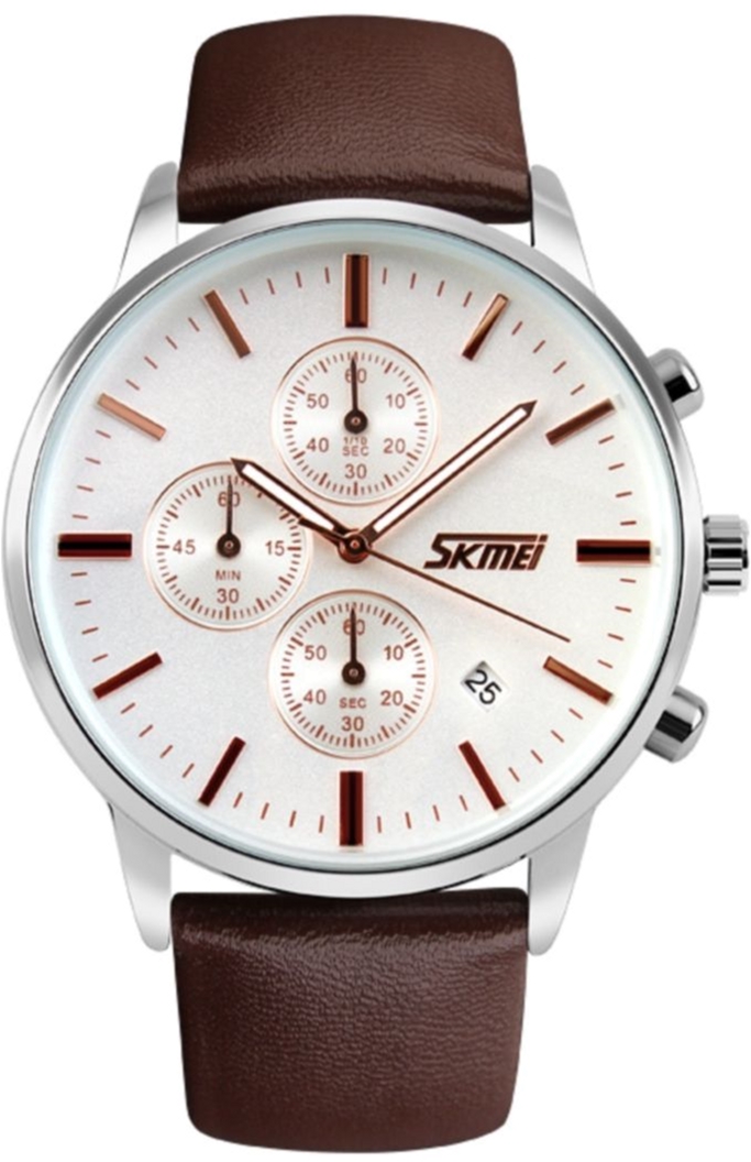 

Мужские часы Skmei 9103 White Dail Coffe Strap BOX