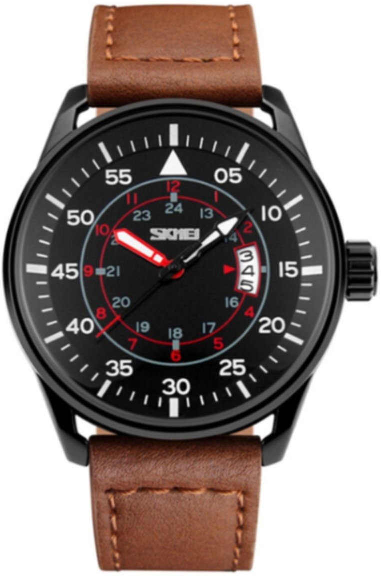 

Мужские часы Skmei 9113 Black Brown Band BOX