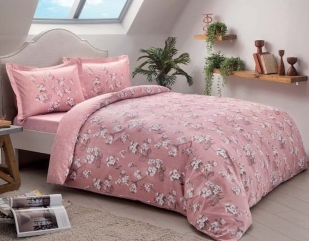 

Комплект постельного белья Tac сатин Lennie V01 pembe евро розовый