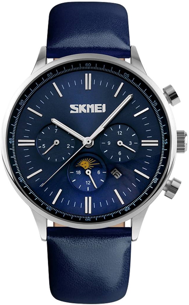 

Мужские часы Skmei 9117 Silver case blue dail BOX