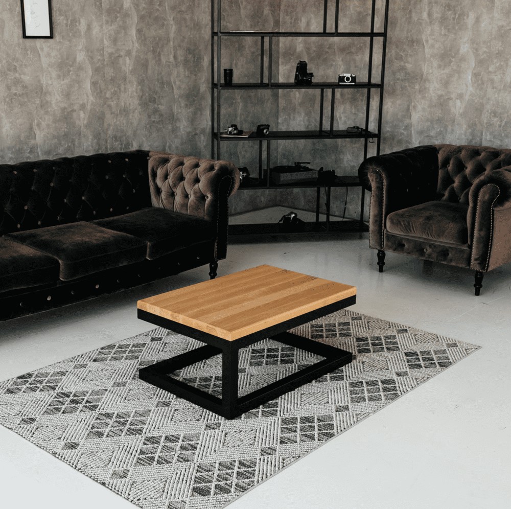 

Журнальный стол в стиле лофт LevLoft Minor 40x90x60 см натуральный цельноламельный бук