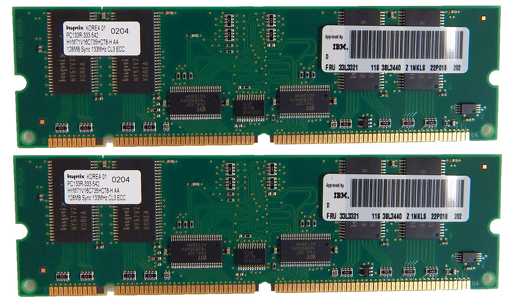 

Оперативная память IBM SD-RAM 256MB-Kit 2x128MB/PC133R/ECC/CL3 (33L3321) Новое