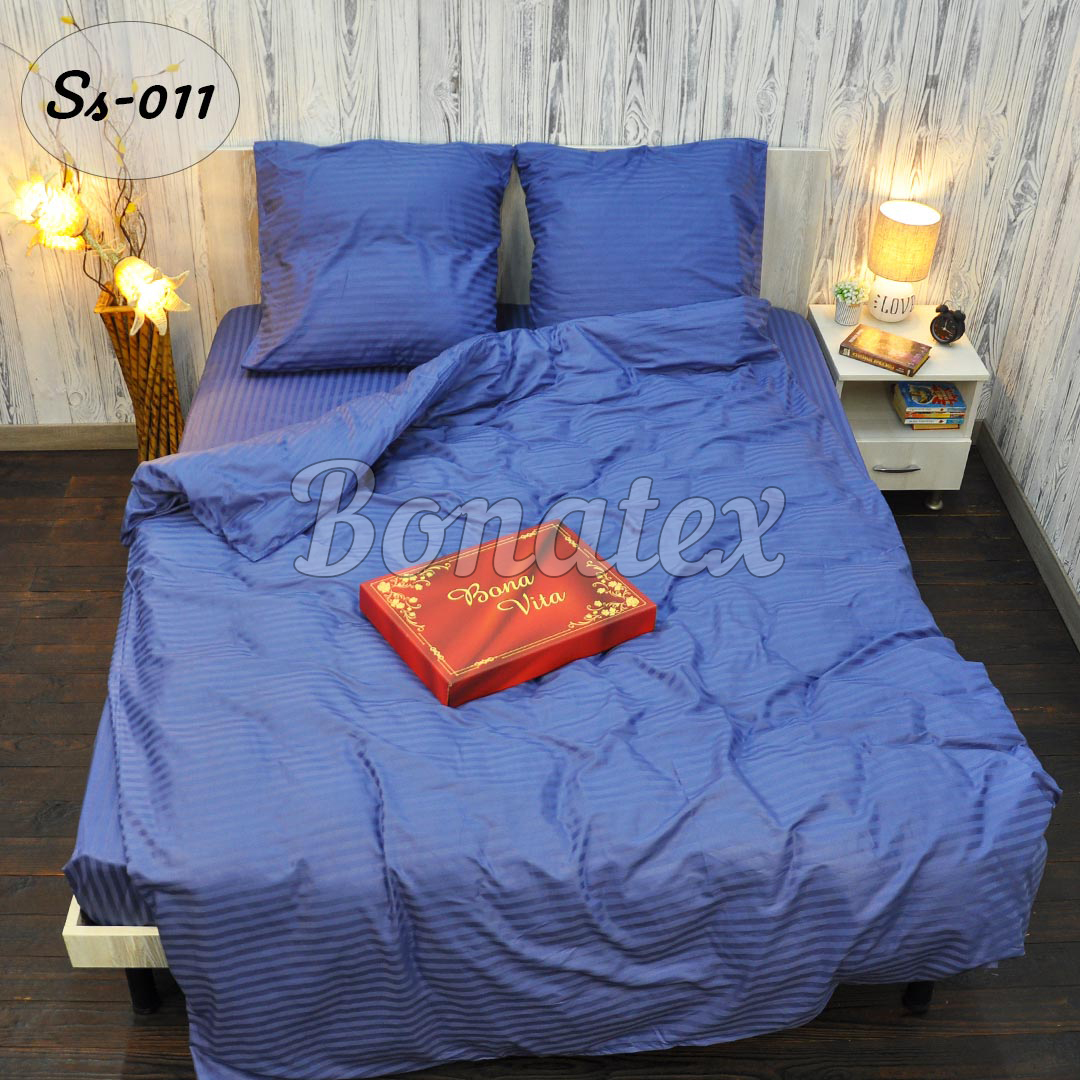 

Комплект постільної білизни BonaVita двоспальний Сатин-страйп Diamond blue 180х215 (641-0011)