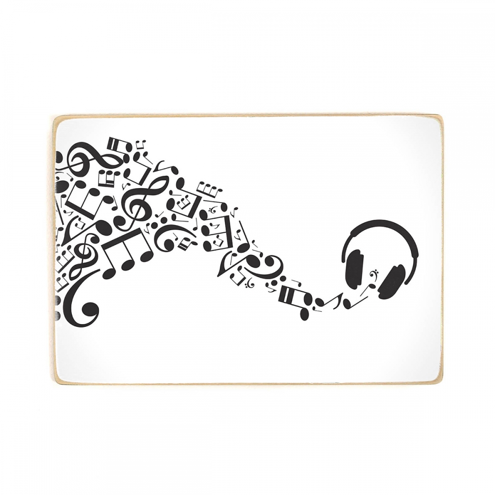 

Деревянный постер Музыка Headphones And Musical Notes А1