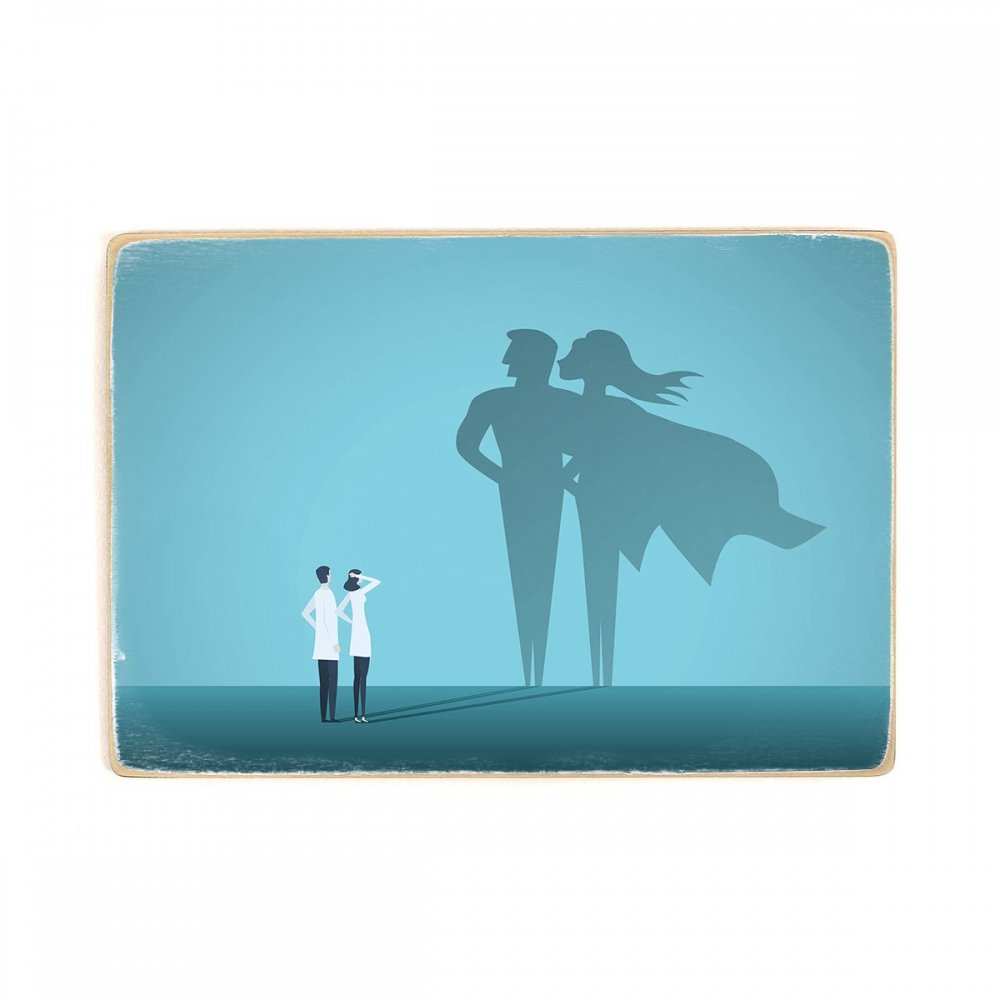 

Деревянный постер Стоматология Doctors Looking At Superhero Shadow А2