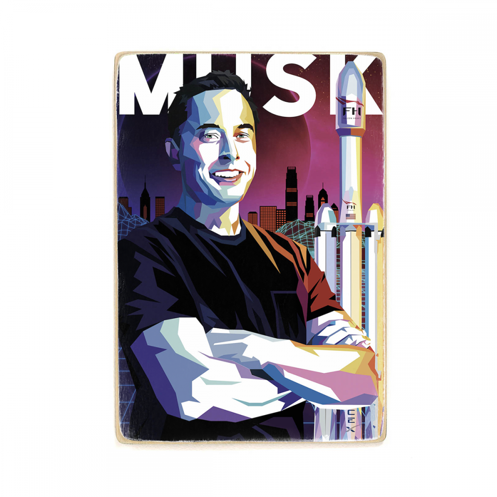 

Деревянный постер Люди Elon Musk Art А2