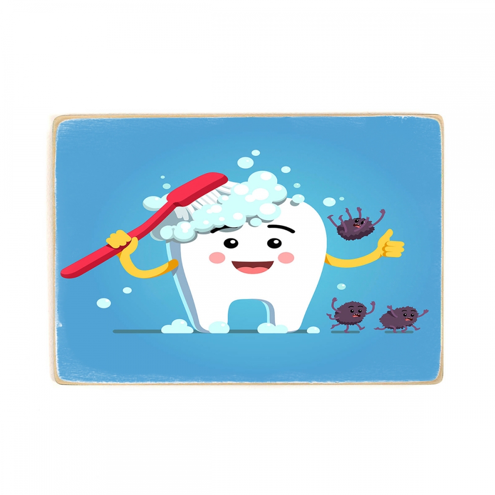 

Деревянный постер Стоматология Happy Cartoon Tooth А2