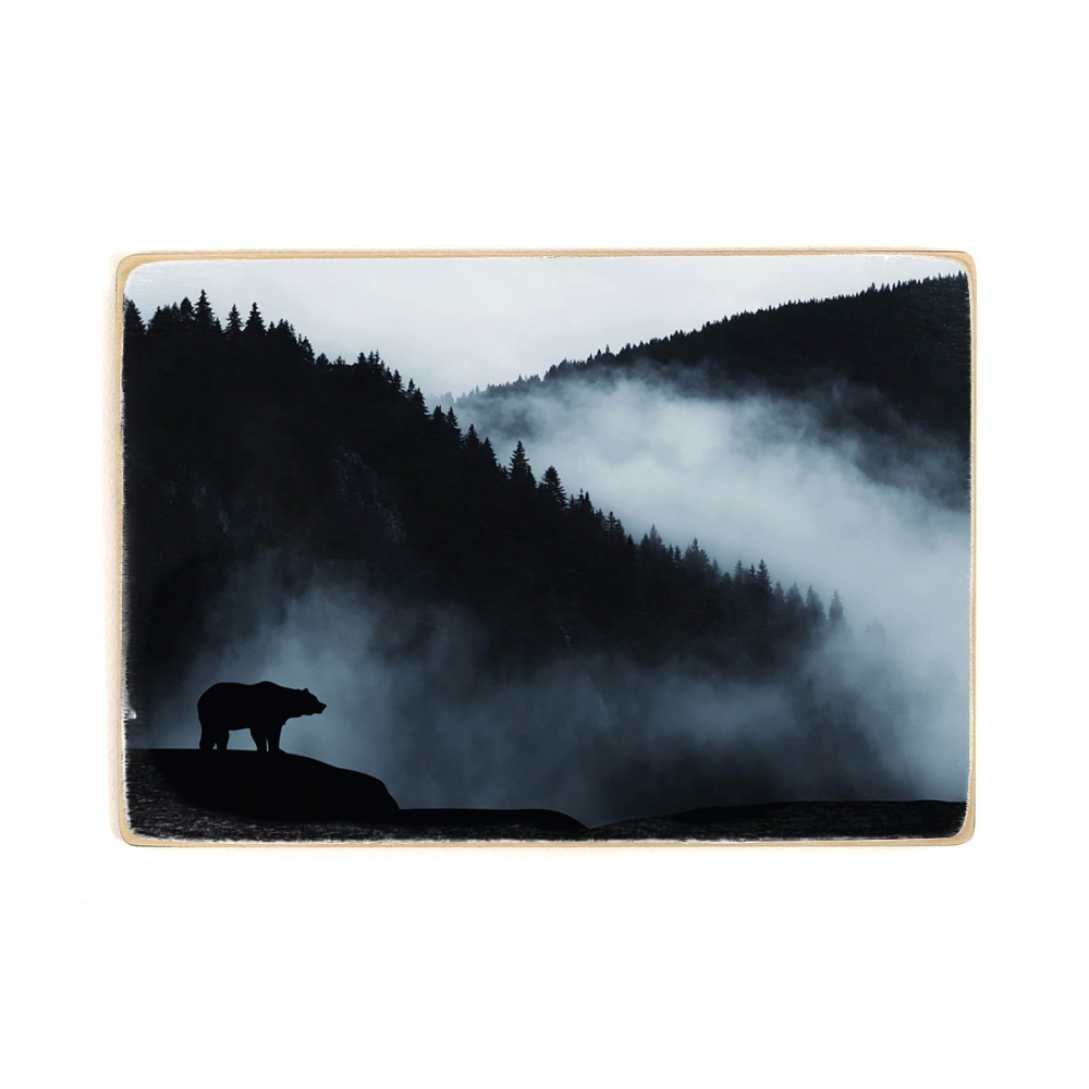 

Деревянный постер Животные Bear Silhouette And Foggy Mountains А2