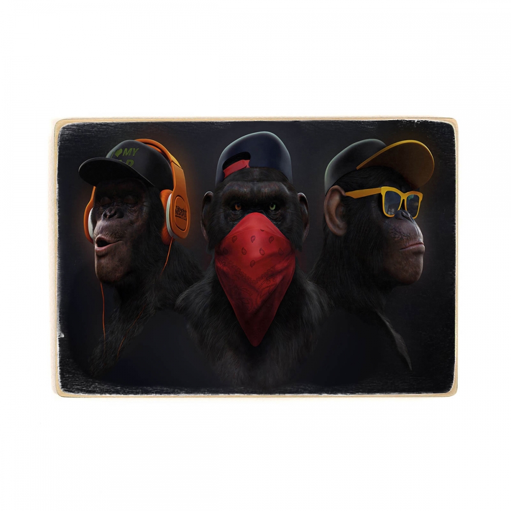 

Деревянный постер Урбан Арт Gangster monkey А1