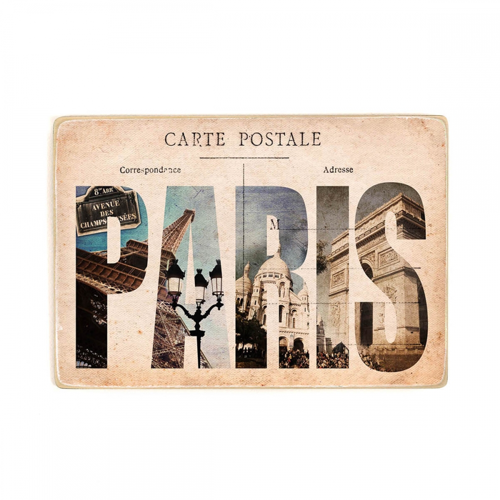

Деревянный постер Винтаж Vintage Postcard Paris А2
