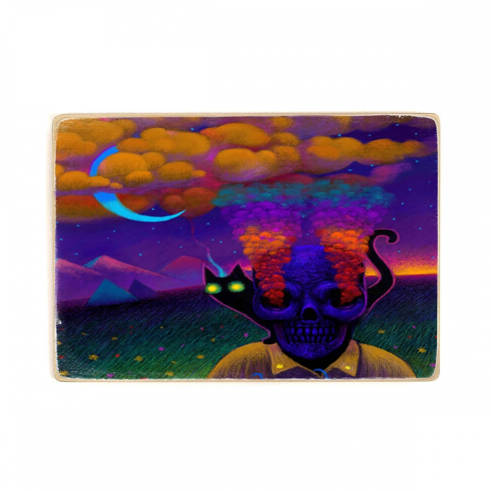 

Деревянный постер Psy Art Skeleton With A Cat А2