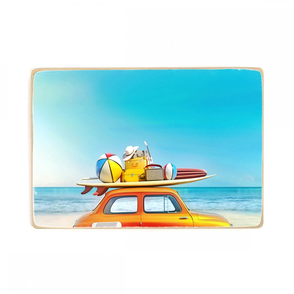 

Деревянный постер Природа Retro Car With Luggage On The Roof А2